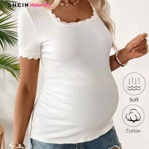 Maternity Trim Short Sleeve Fitted Casual T-Shirt
